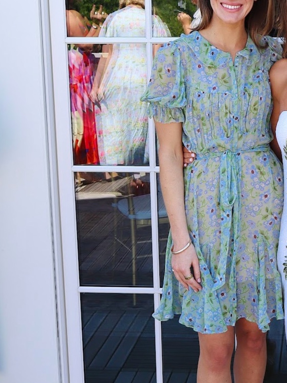 Doen Pastel Green Floral Strapless Dress